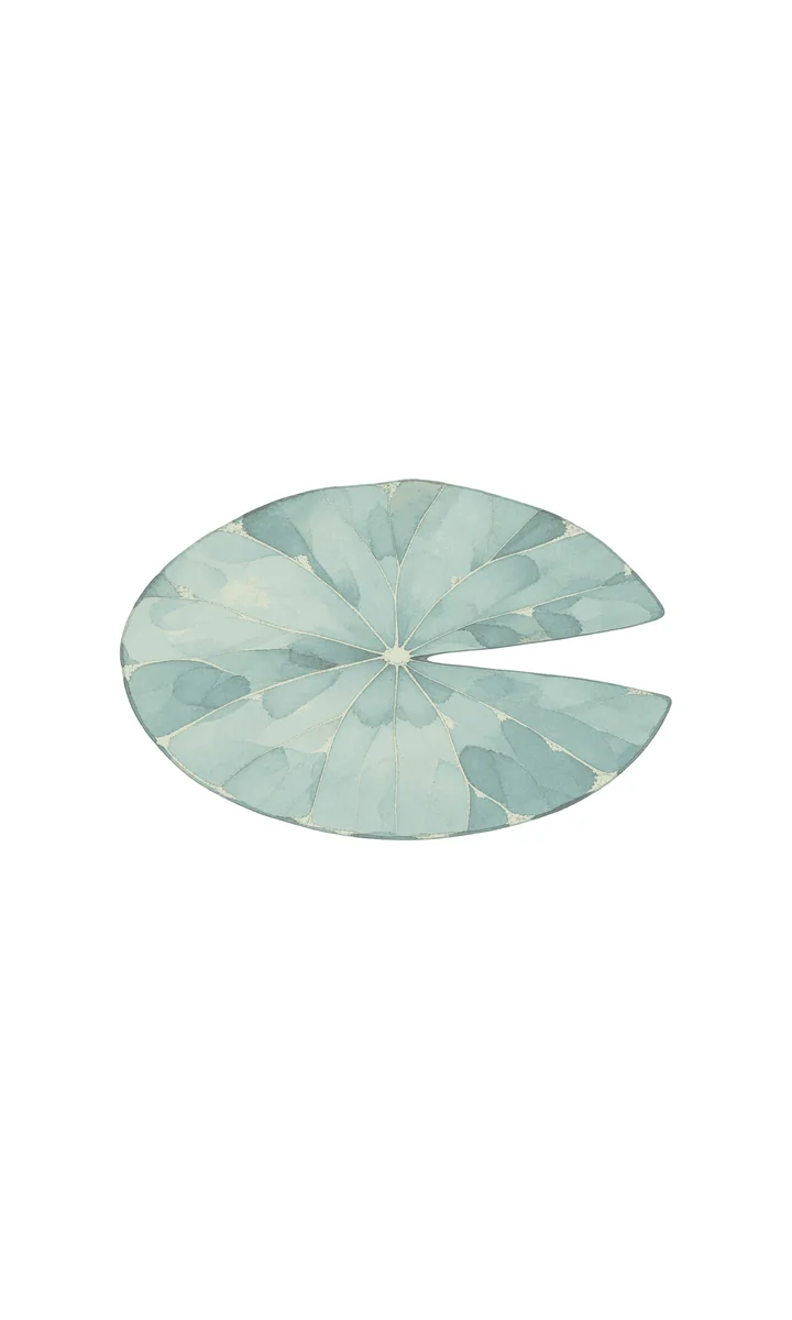 Illustration aquarelle d'une feuille de nénuphar ronde, style estampe