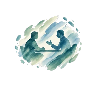 Pictogramme aquarelle silhouettes en entretien